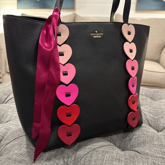 Kate Spade Bag Yours Truly Ombré Heart Pebbled Leather Large Tote - Picture 3 of 17